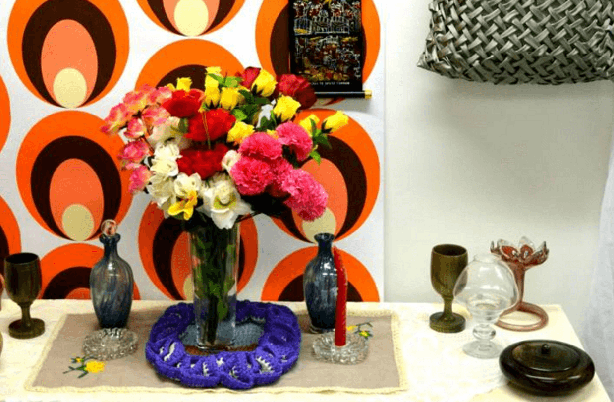 A recreated 1970s Caribbean front room
